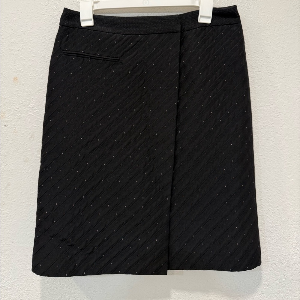 Valentino Roma Black Quilted Wrap Skirt Made in Italy size 10